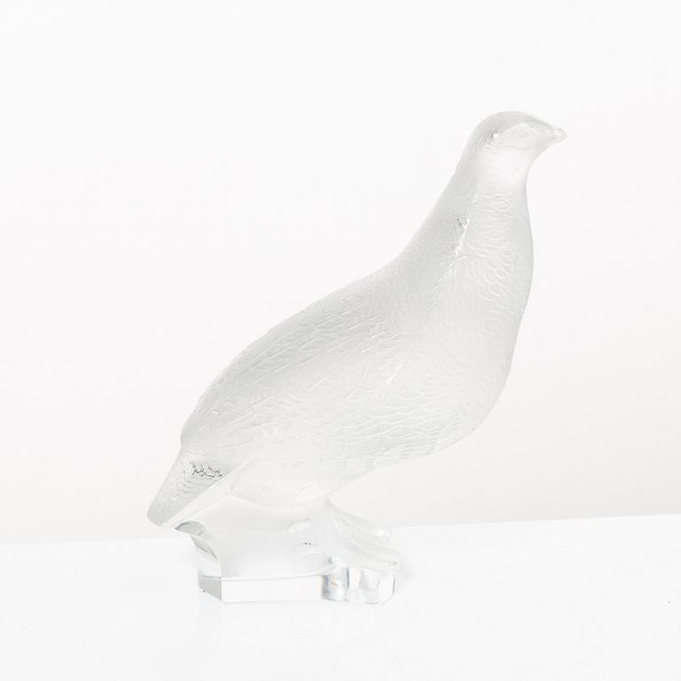 9 glass figurines, Lalique, France.