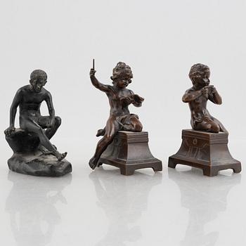 Three bronze miniature sculptures, 20th century.