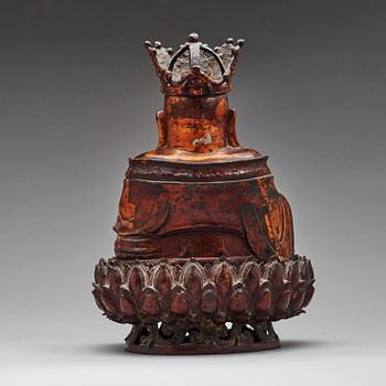 A large seated bronze figure of budhai, Ming dynasty (1368-1644).