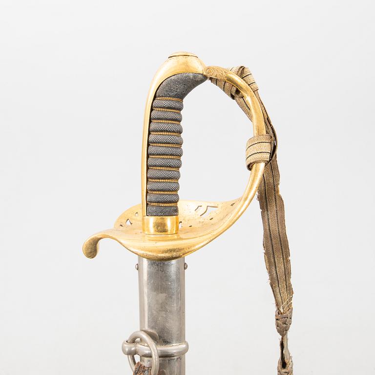 A Swedish infantry officer's sabre, 1859 pattern, with scabbard.