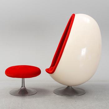 A Henrik Thor-Larsen "Ovalia" easy chair and stool, Torlan, Staffanstorp, Sweden 1960-70's.