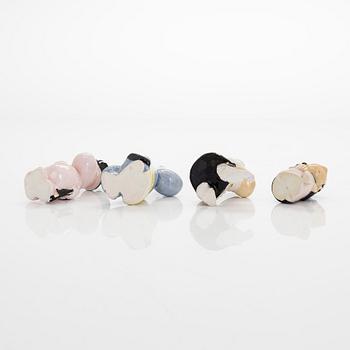 Leo Tykkyläinen, Muumi-figuriineja, 4 kpl, keramiikka, 1950-luku.