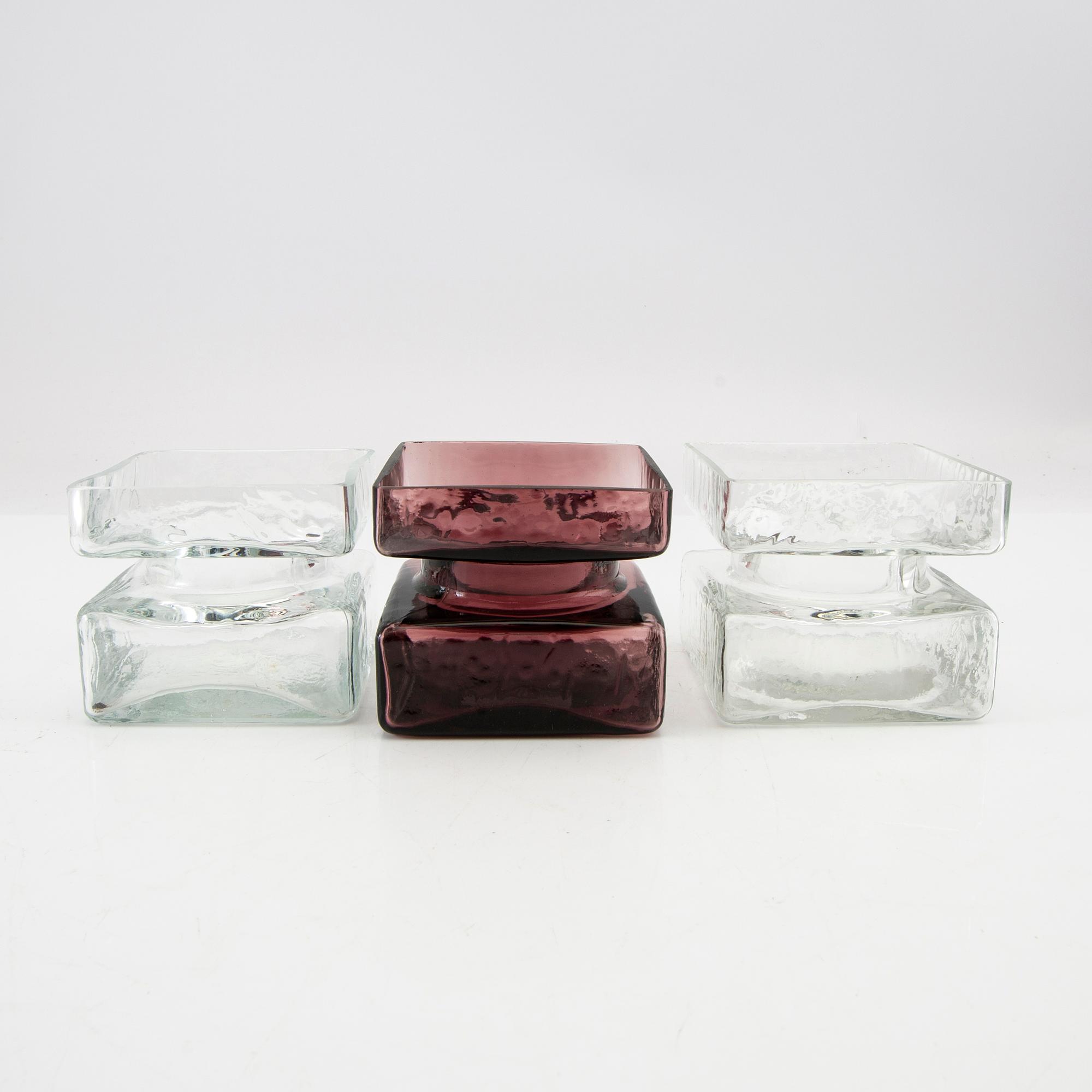 Helena Tynell, vases 9 pcs "Pala" Riihimäki Glass, designed in 1964.
