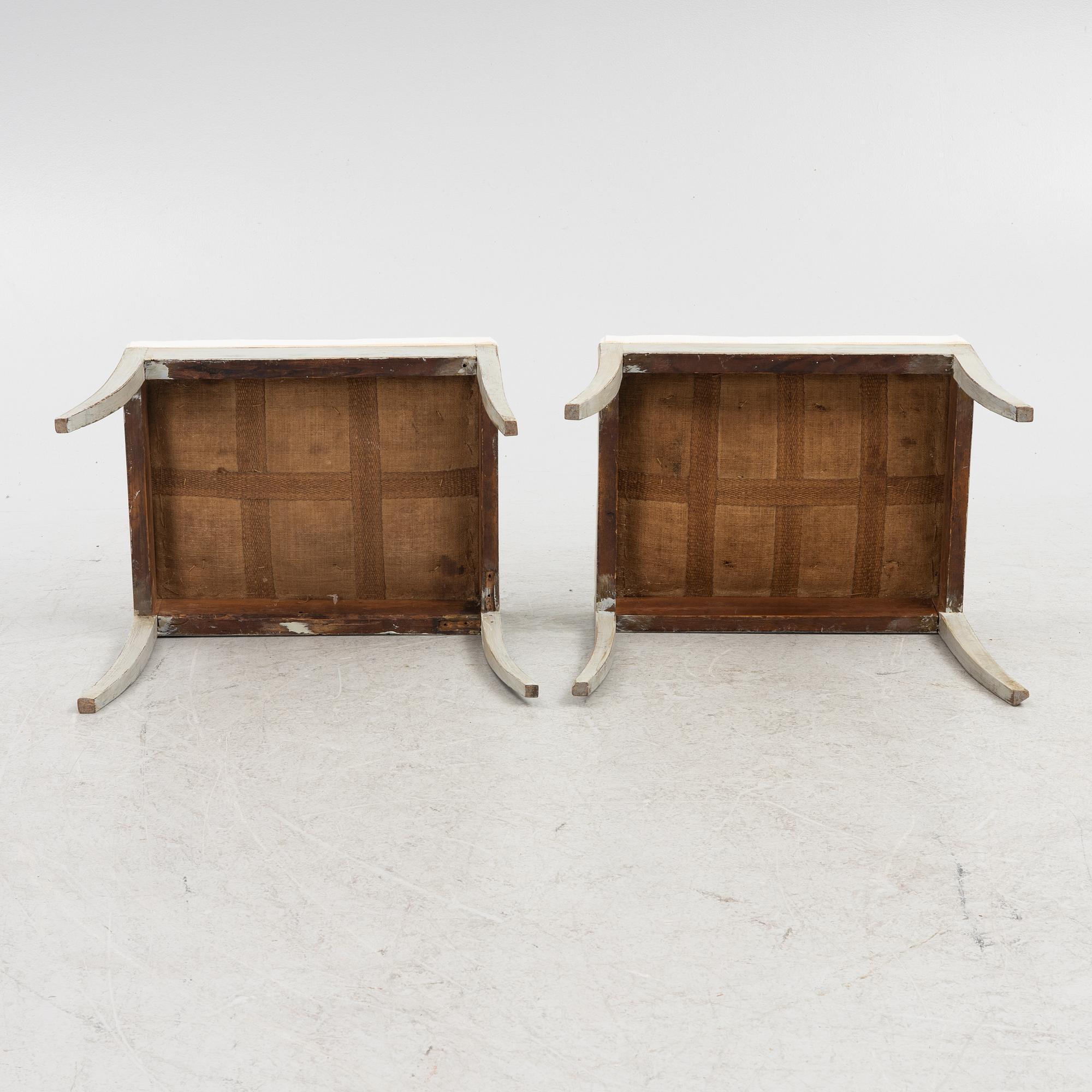 Taburetter, ett par, 1800-talets mitt.