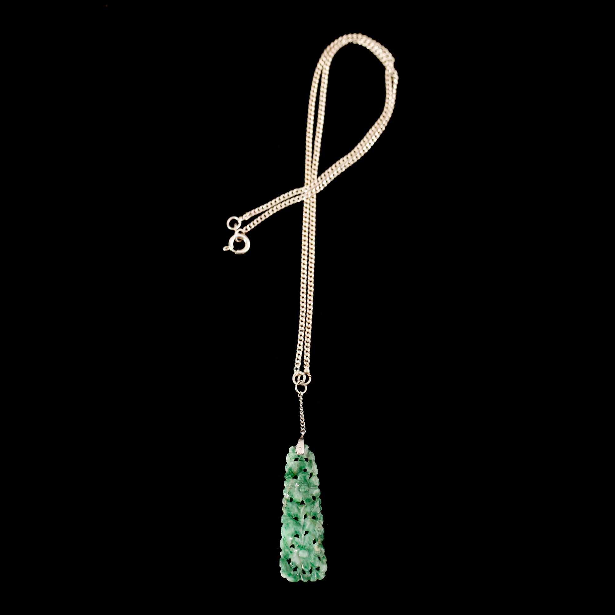 HÄNGE, nefrit/grön sten, silver.