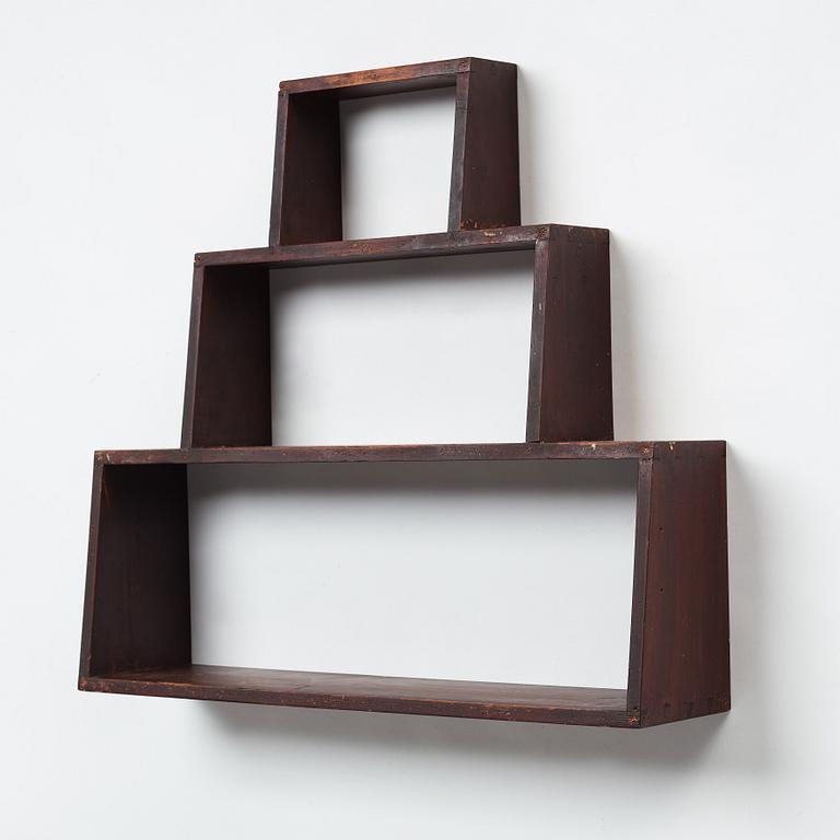 Erik Lund, a modernist dark stained wood triangular wall shelf, Stockholm 1930's.