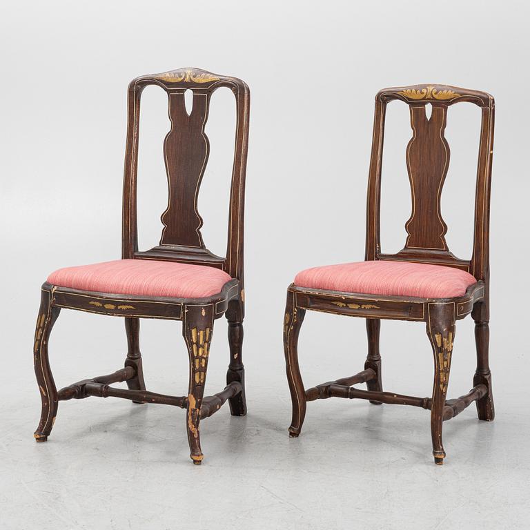 A pair of late Baroque chairs, Sockholm, mid 18th Century.