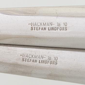 Stefan Lindfors, a stainless steel salad bowl with servers, Hackman, late 20th century.