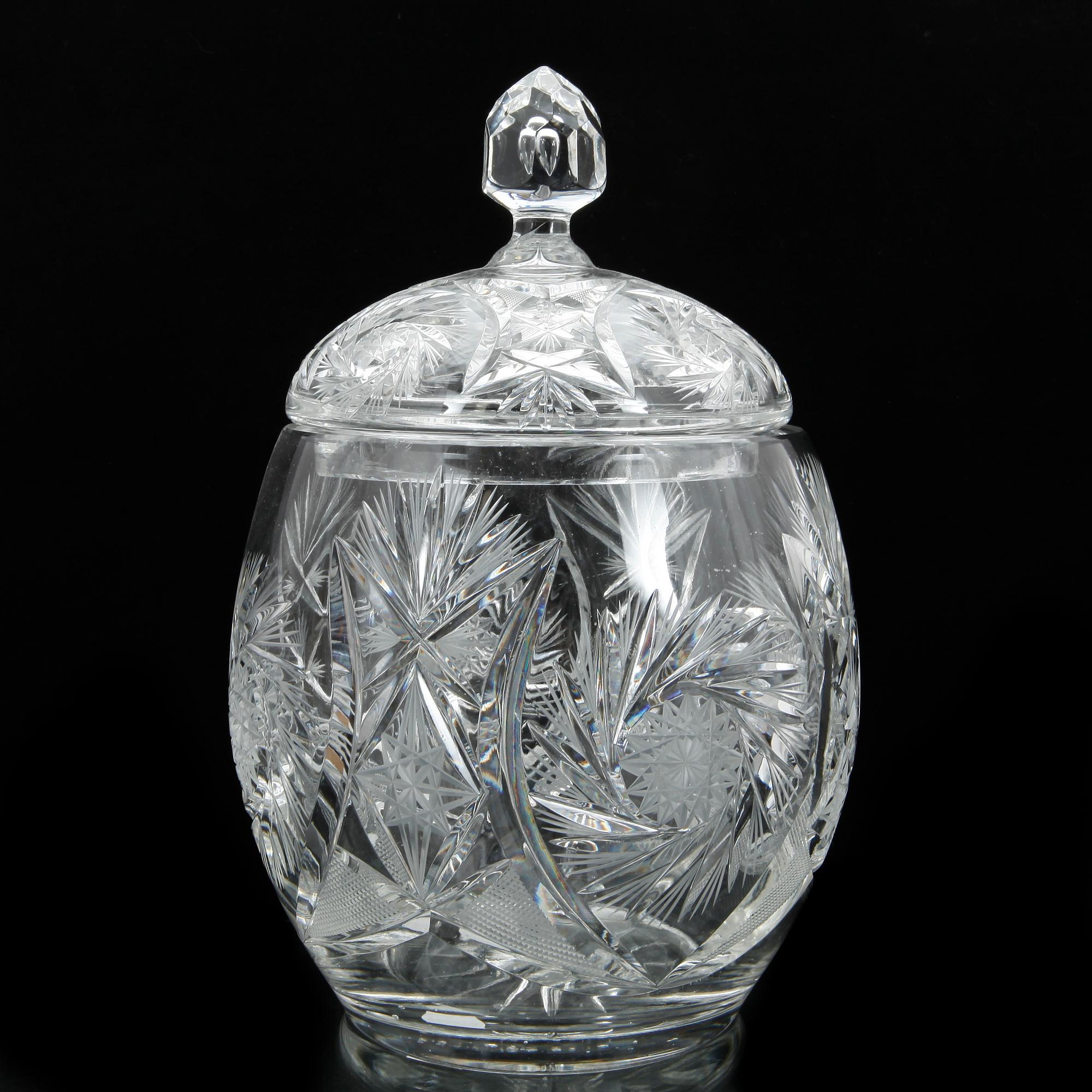 BÅLSKÅL med LOCK, glas, 1900-tal.