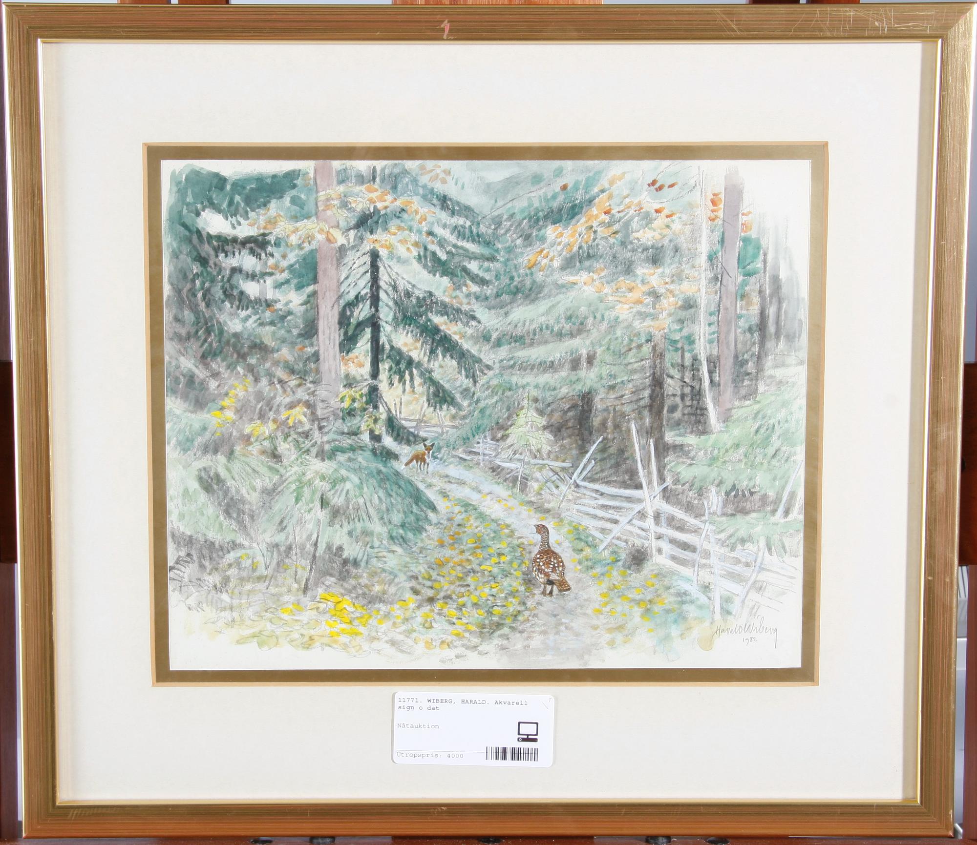 WIBERG, HARALD. Akvarell. Sign. o dat. 1982.