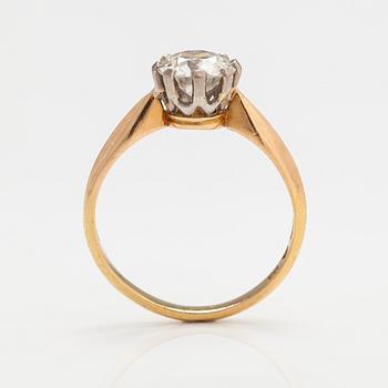 Ring, 18K guld, gammalslipad diamant ca 1.20 ct. Karl Andersson, Stockholm 1908.