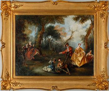 OKÄND KONSTNÄR, olja på duk, efter Watteau, sent 1800-tal.