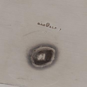 Folke Arström, cocktailshaker samt glas, 6 st, nysilver, GAB.