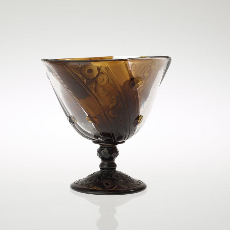 A Daum Art Deco applied cut glass footed bowl, Nancy, France.