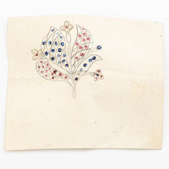 Brooch 18K white gold with white stones and coloured stones. Gerdt Sandqvist, Stockholm 1953.