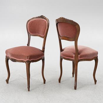 Sofa, 2 armchairs, 4 chairs, table and banquet, Rococo style, 20th century.