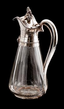 TODDYKANNA, silver och glas, otydliga svenska stämplar, sekelskiftet 1900.