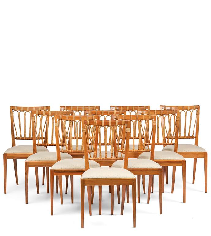 Josef Frank, ten dining chairs, model B 1165, Svenskt Tenn, before 1985.