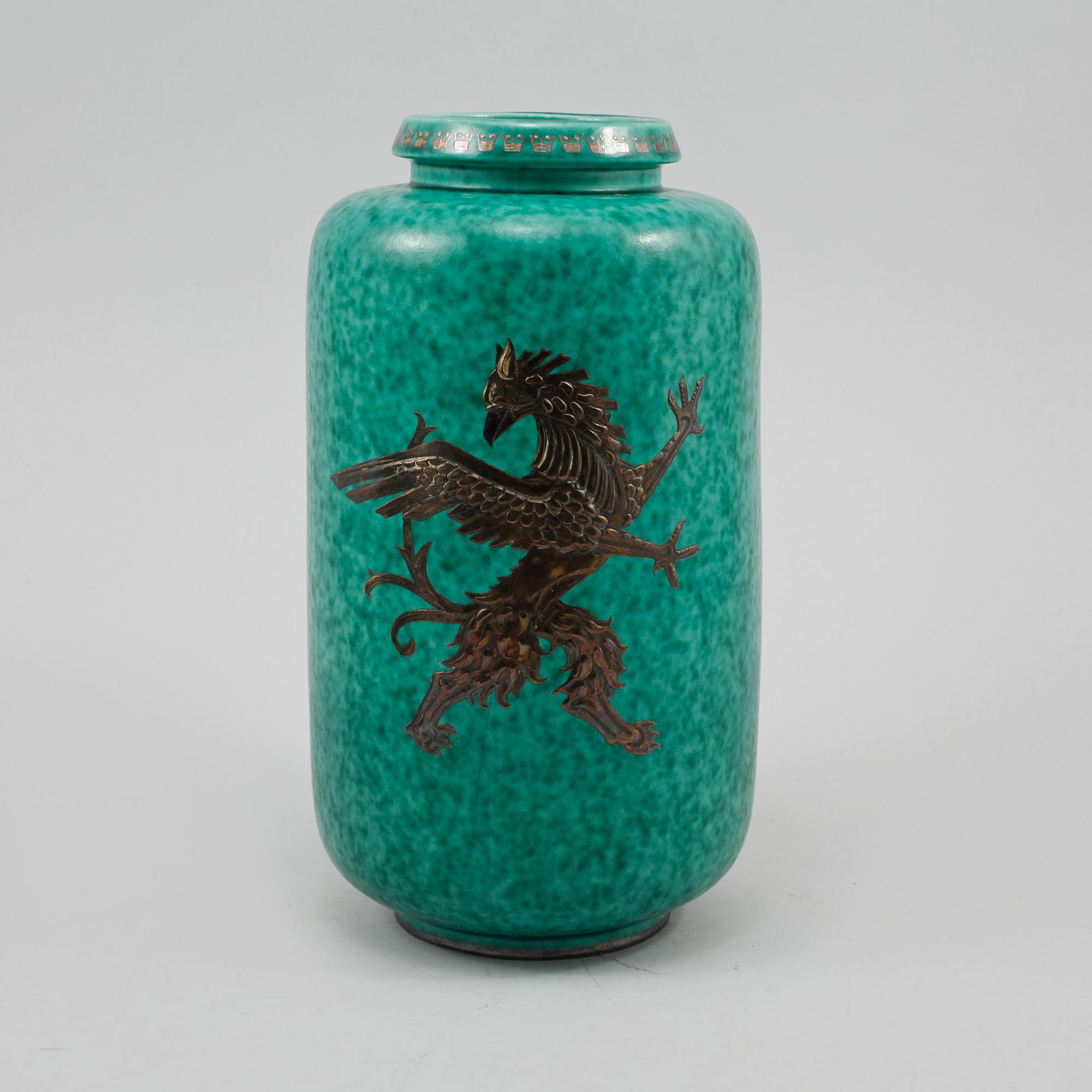 VAS, stengods, "Argenta", Wilhelm Kåge, Gustavsberg, omkring 1900-talets mitt.