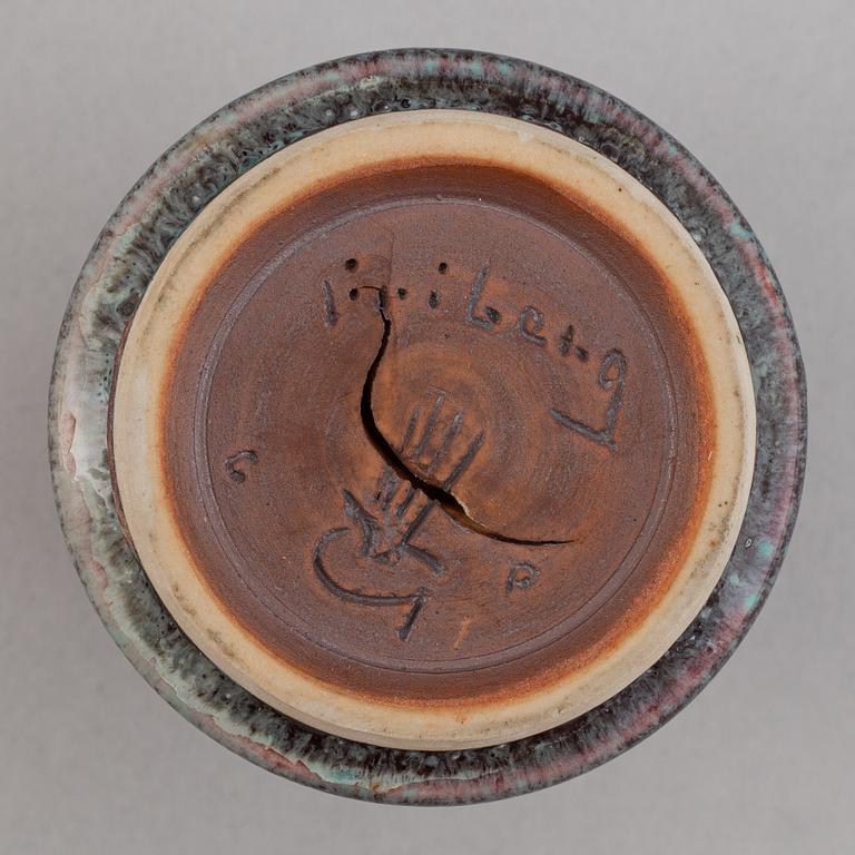 Berndt Friberg, a set of three miniature stoneware vases and two bowls, Gustavsbergs studio, mid 20th Century.