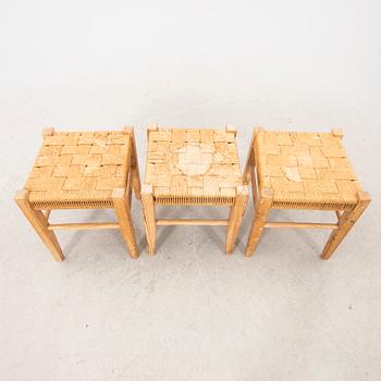 A set of three Danish 1970/80s pine stools.