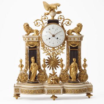 65. A Louis XVI 18th century mantel clock.