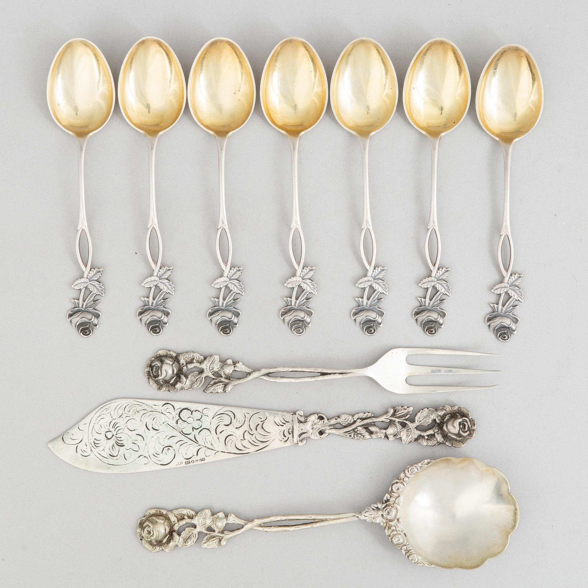 34 pieces of silver cutlery, 1960s-70s.