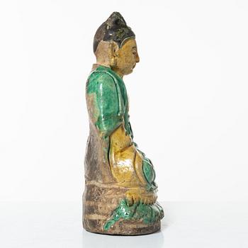 Buddha, glaserat lergods, sen Ming-/tidig Qingdynasti, 1600-tal.