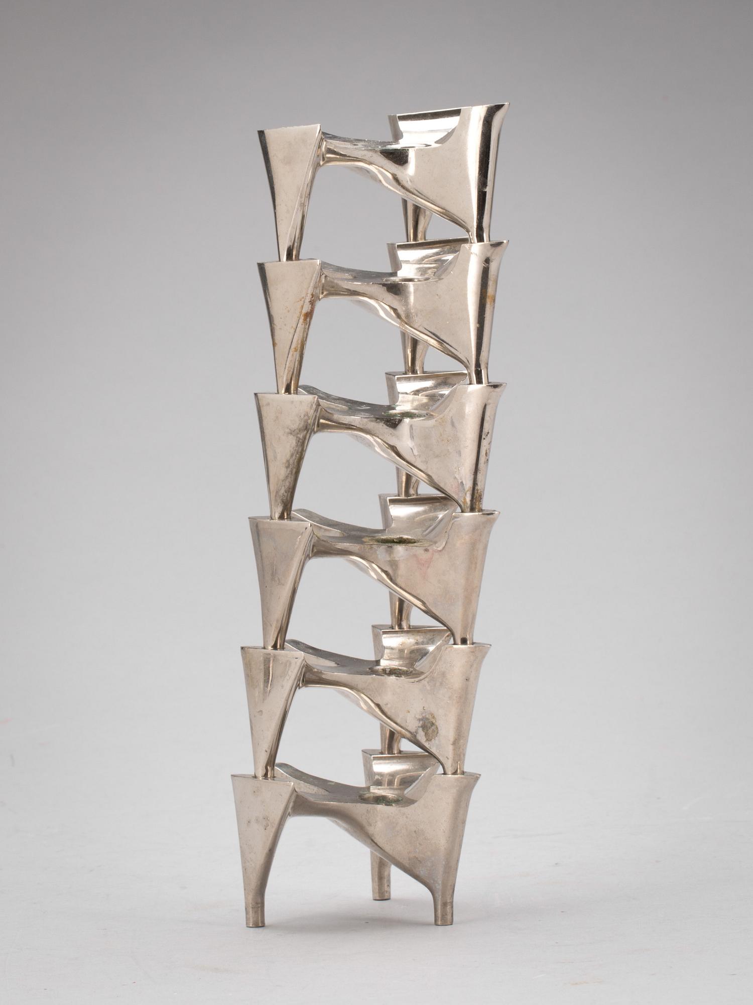 LJUSSTAKE, 6 delar, Nagel, 1960-tal, Västtyskland.
Vitmetall.