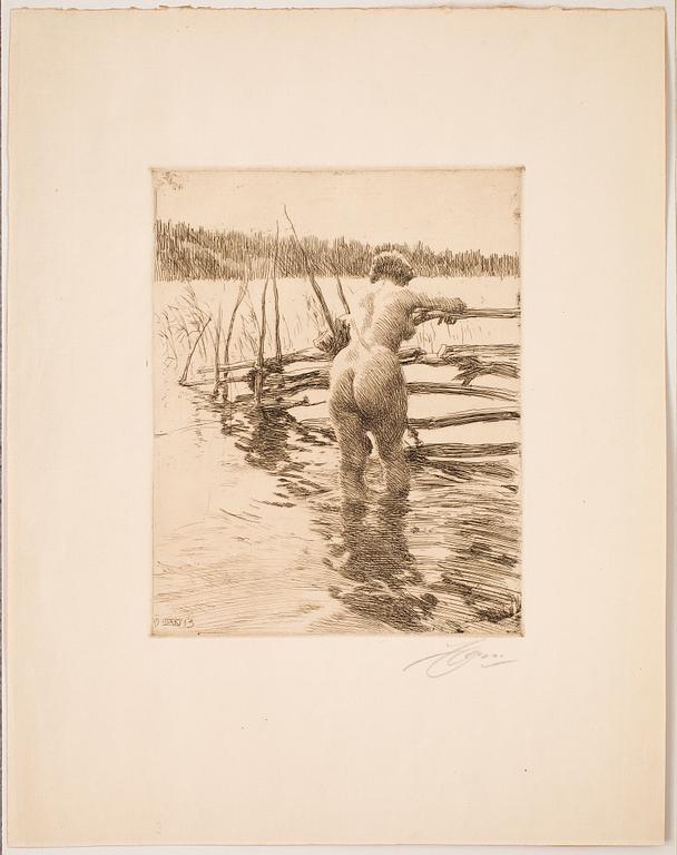 ANDERS ZORN, etsning, utförd 1913, signerad med blyerts.