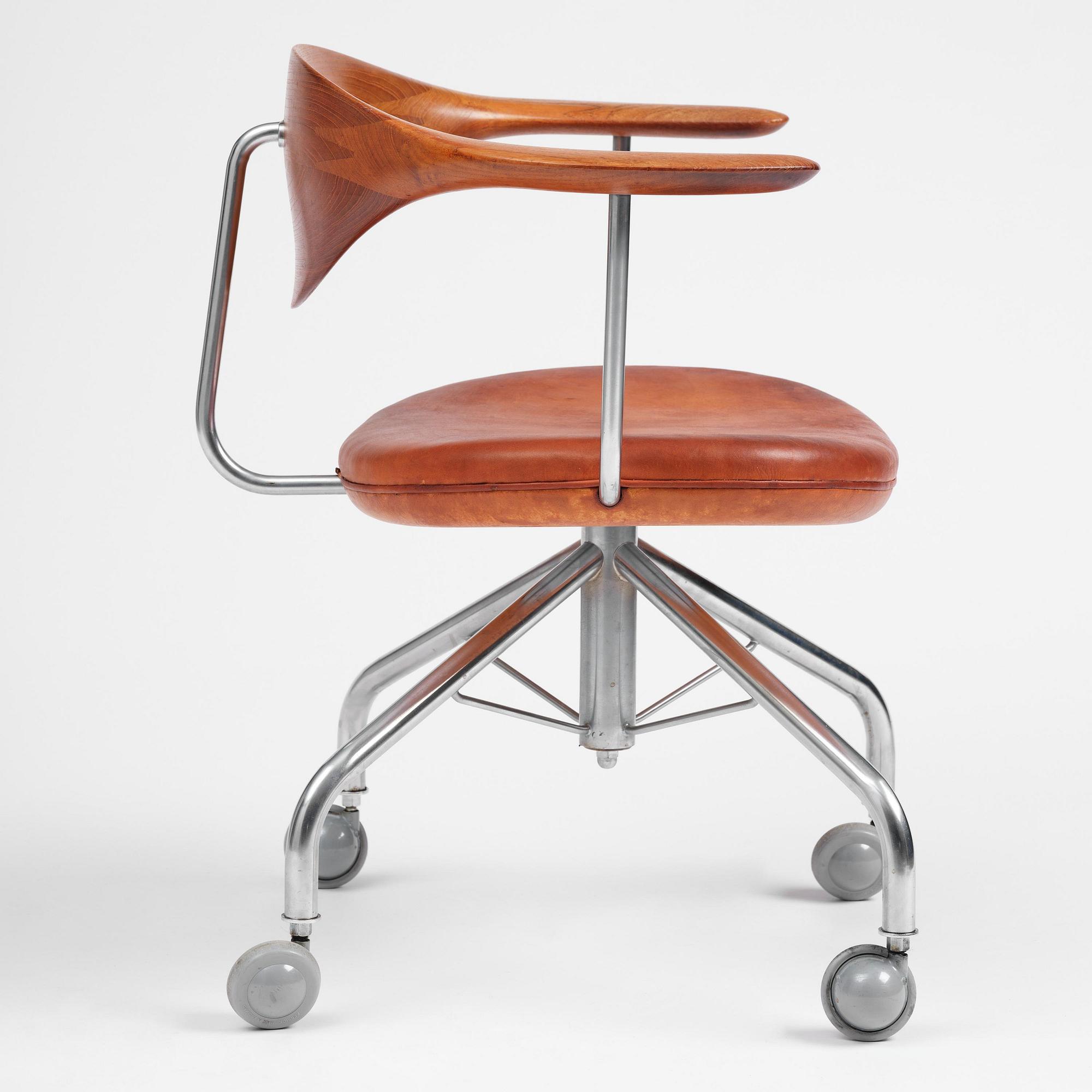 Hans J. Wegner, skrivbordsstol, "Swivel Chair" modell "JH502", Johannes Hansen, Danmark, 1950-60-tal.