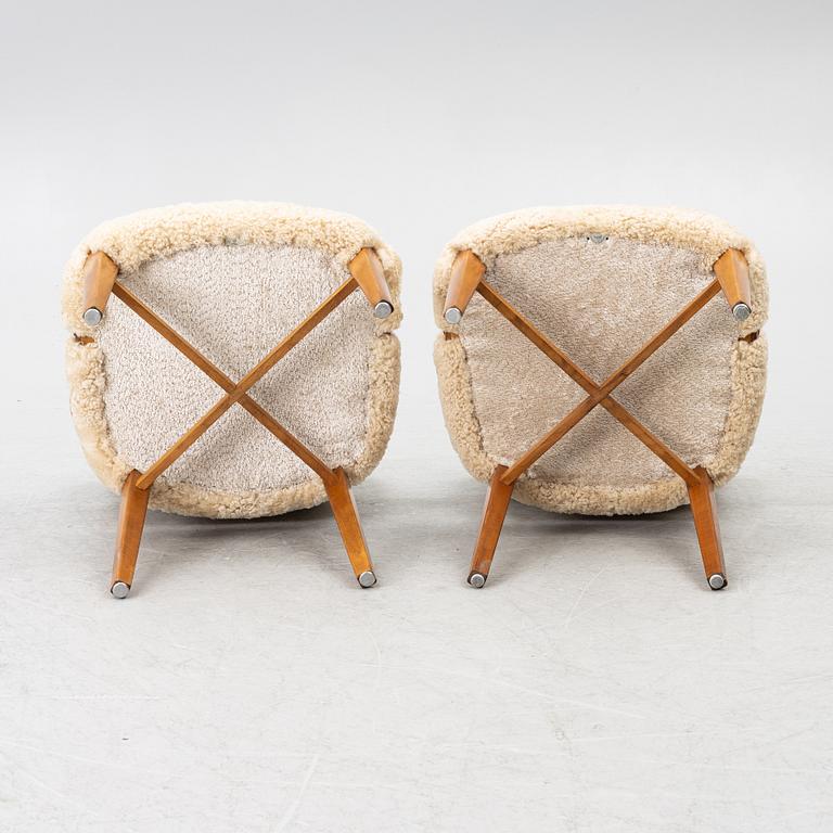 Karmstolar, ett par, Swedish Modern, Westberg, Tranås, 1940/50-tal.