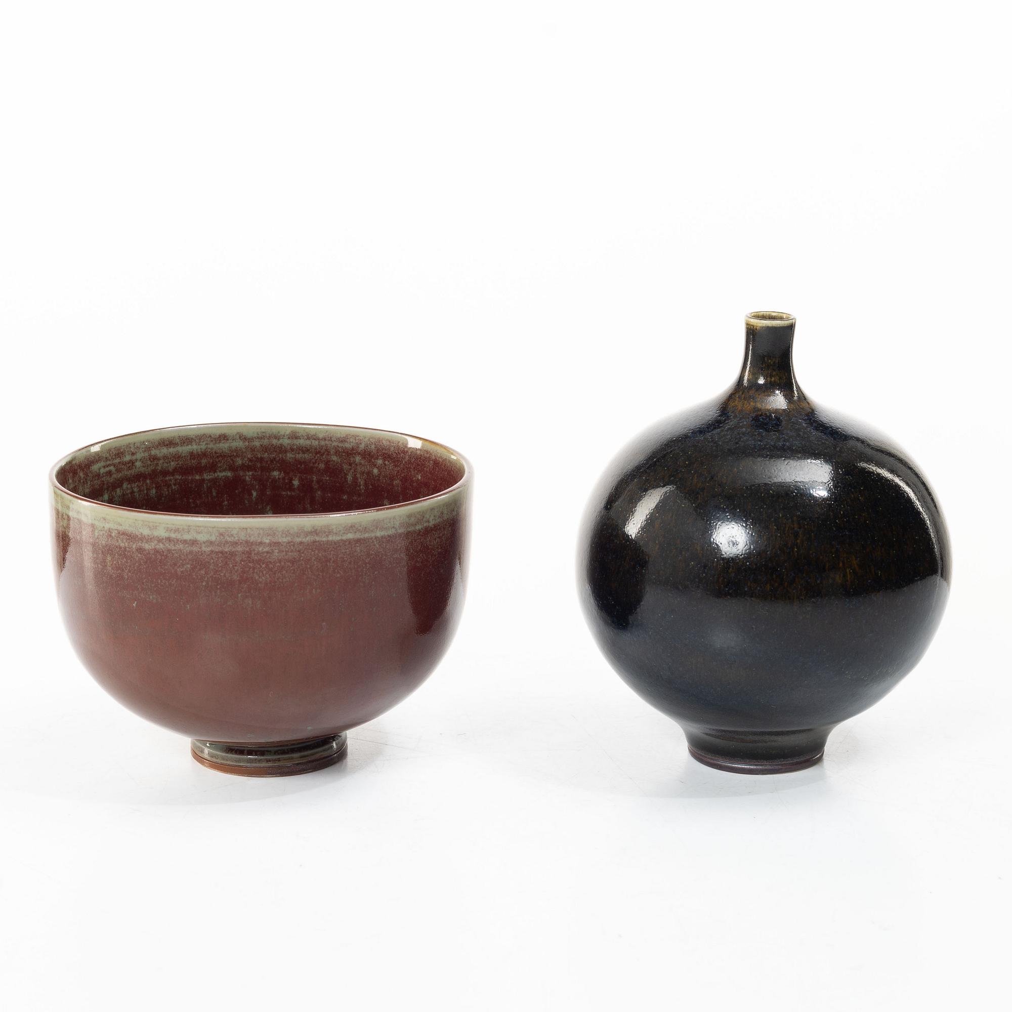 Berndt Friberg, a vase and a bowl, Gustavsberg Studio.