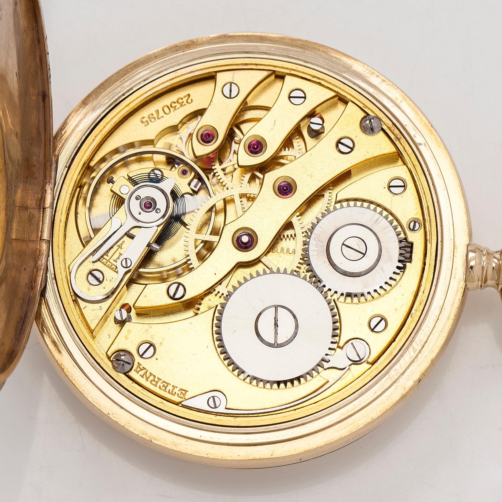 Eterna, pocket watch, hunter, 52 mm.