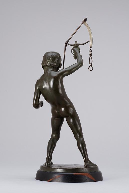 An Hugo Elmqvist patinated bronze letter balance, circa 1900.