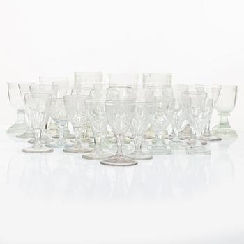 A set of thirty late Gustavian glasses, including from Casimirsborgs glassworks, late 18th/early19th century.