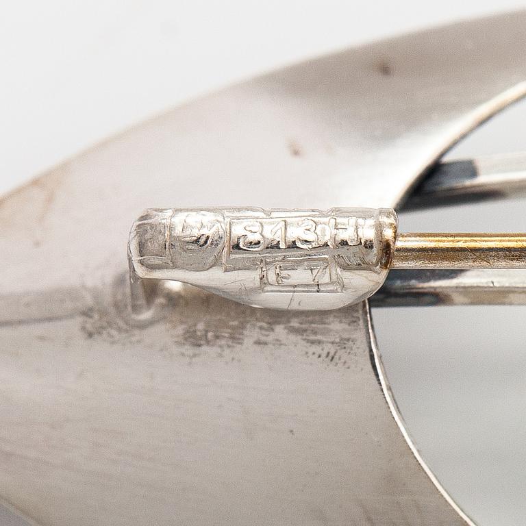 Elis Kauppi, Two silver broocher, with an aventurine quartz and tiger's eye. Kupittaan kulta, Turku 1959 and 1961.