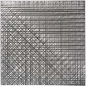 Sophie Tottie, "White Lines (steel drawing) rattan texture".