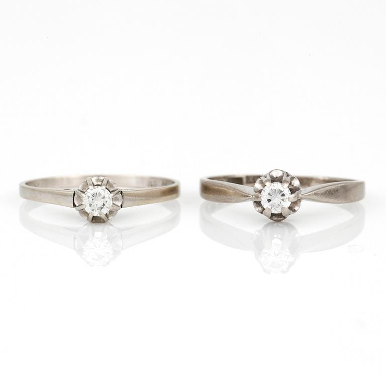 RINGAR, med briljantslipade diamanter, totalt ca 0,30 ct. 18K vitguld.