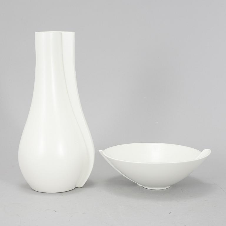 WILHELM KÅGE, a stoneware 'Surrea' vase and bowl from Gustavsberg.