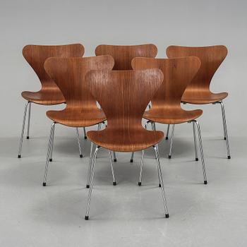 STOLAR, "Sjuan", 6 st, Arne Jacobsen, Fritz Hansen, 1960-tal.