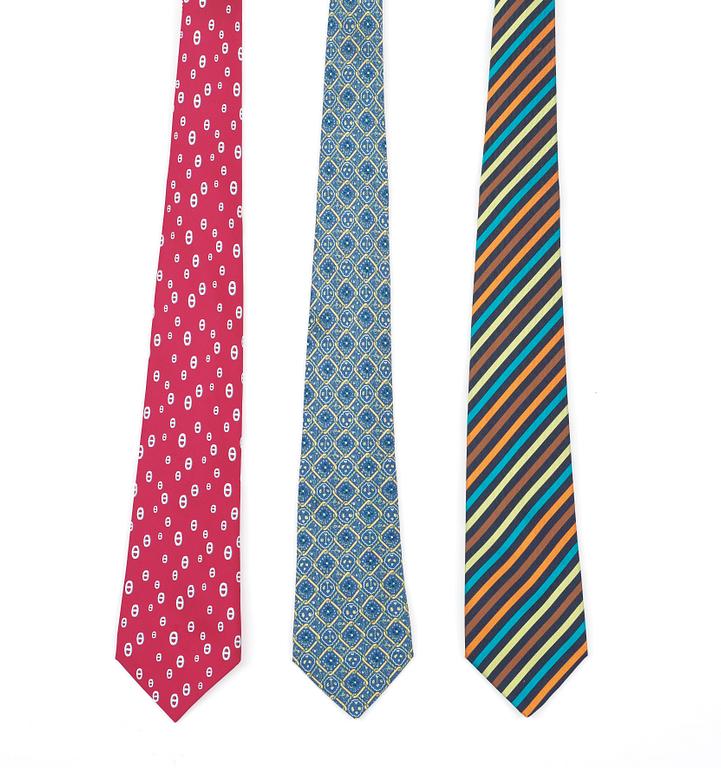 A set of three silk ties by Hermès.