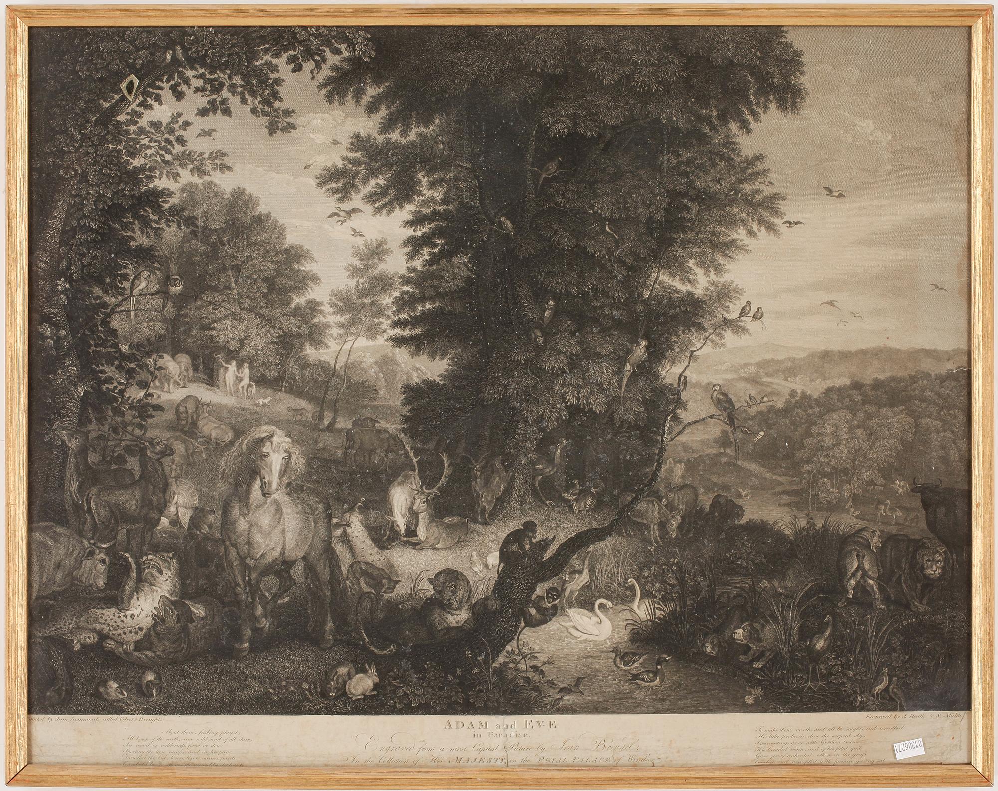 JEAN BRUEGEL, efter, gravyr, John & Josiah Boydell, 1700-talets slut.