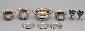 PARTI SILVER, 9 delar, 1900-tal. Vikt 575 g.