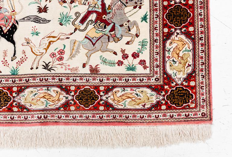 Carpet, Ghom, figural, 154 x 106 cm.