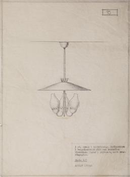 Hans Bergström, a ceiling lamp, model "95", ateljé Lyktan, Sweden 1940-50s.