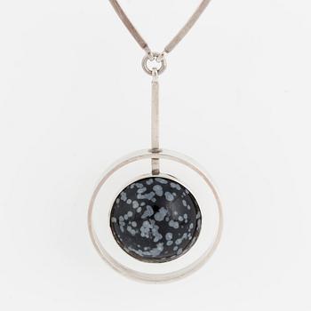 NIELS ERIK FROM, collier, sterlingsilver och sten, snowflake obsidian, Danmark.