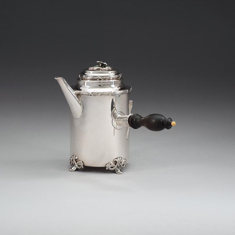 A Swedish 18th century silver coffee-pot, makers mark of Carl Klinwall, Västerås 1781.