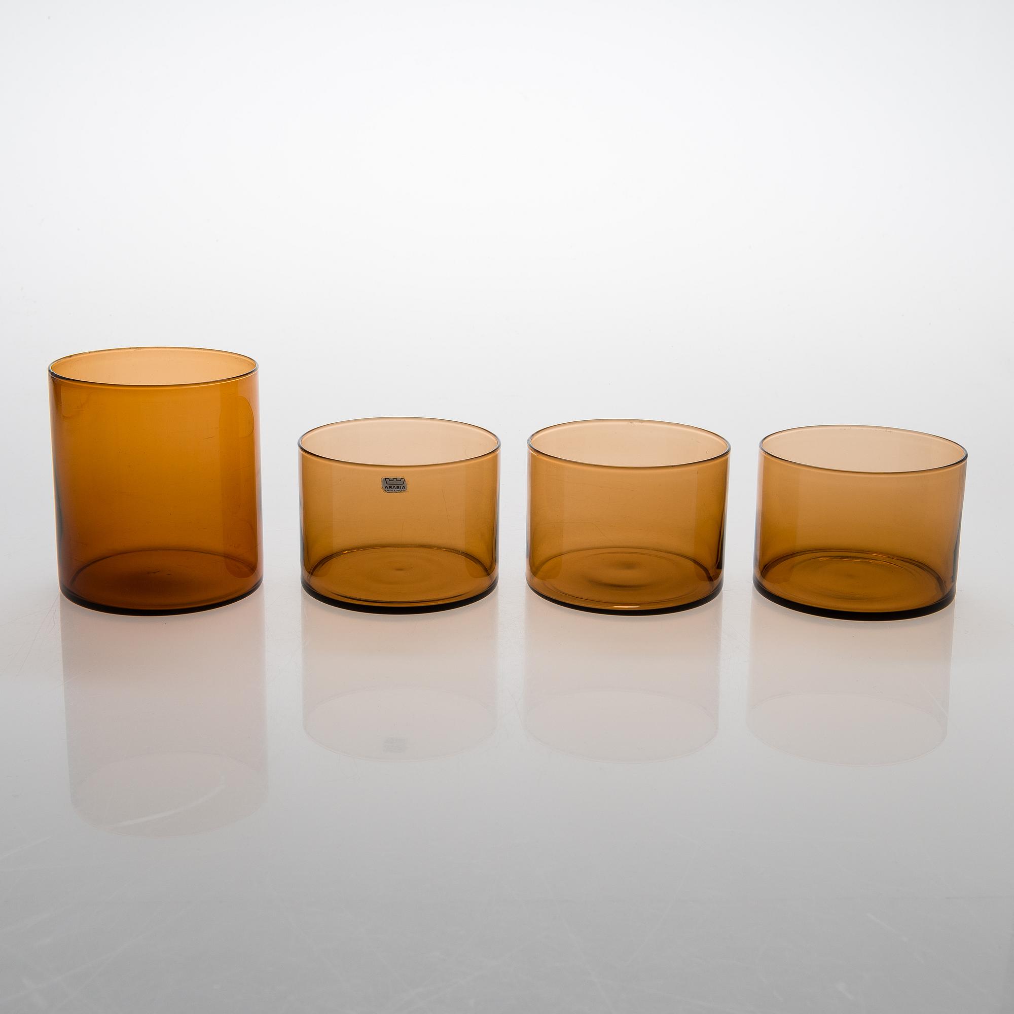 A set of 9 glass jars "Purtilo" by Kaj Franck Arabia, Finland. Designed in 1970:s.