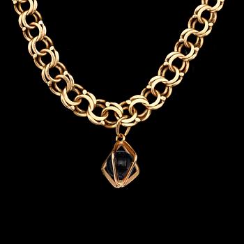 COLLIER MED HÄNGE, 18K guld, svenska stämplar, 1955. Total vikt ca 16 g.